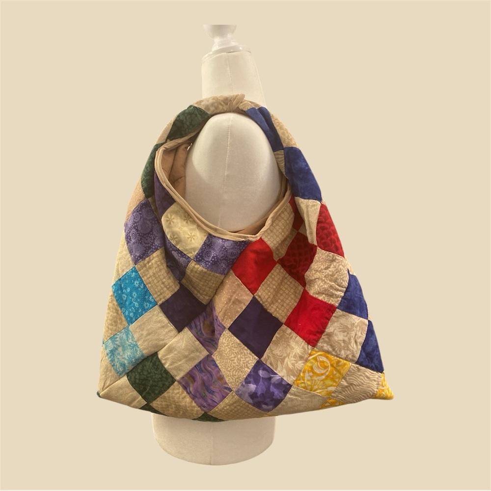 Upcycled reworked redone Colorful quilt Patchwork Shoulder Bag